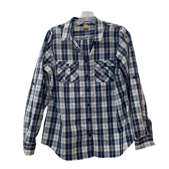 Eddie Bauer Plaid Flannel Button Up Long Sleeve Sweat Wicking Quick Dry Top - Picture 1 of 11